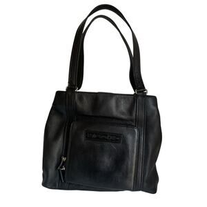 Vintage Classic  Fossil Black Genuine Leather Tote Shoulder Bag Y2K Large Purse